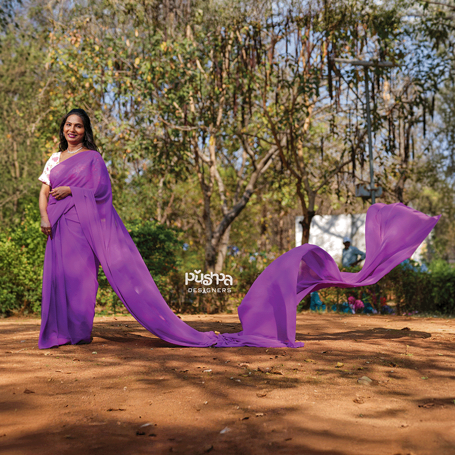 Purple Long Saree