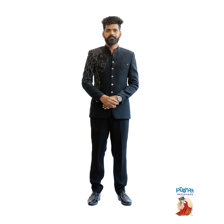 Black Lion Jodhpuri Suit - Image 2