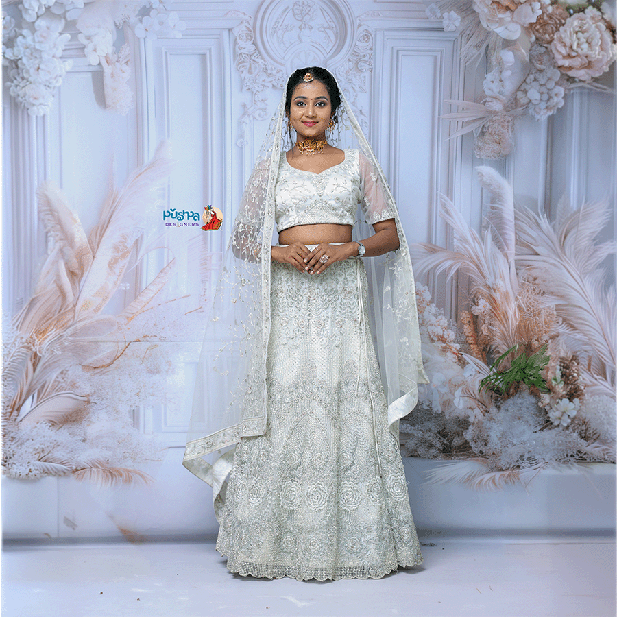 White Heavy Lehenga - Image 2