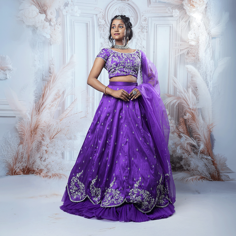 Violet Maggam Lehenga - Image 2