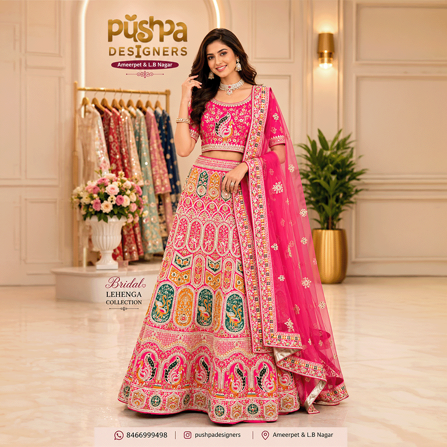 Pink Designer Lehenga on Rent in Hyderabad