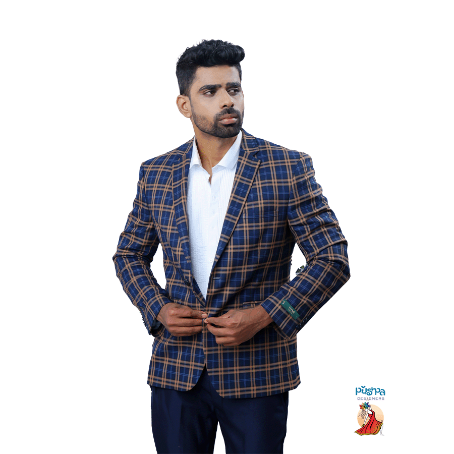 Blue Checks Single Blazer