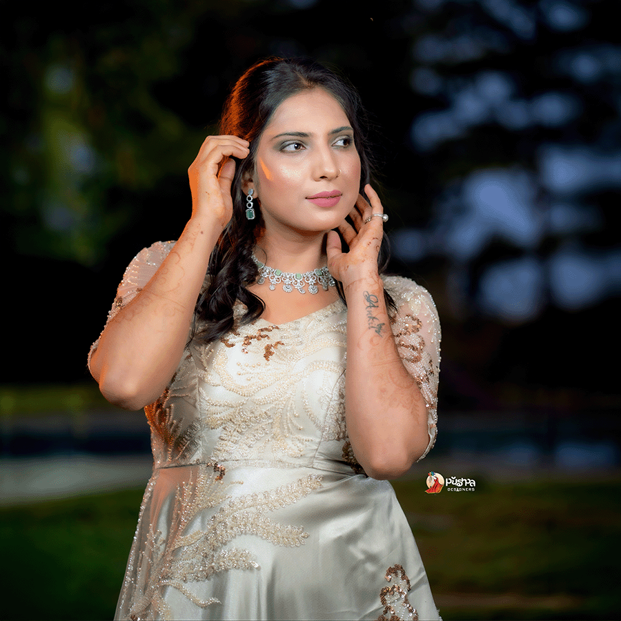 Cream Full Beats Party Ware Gown - Image 4