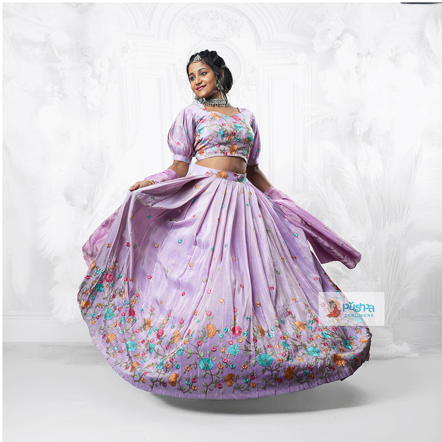 Lavender Floral Lehenga - Image 2