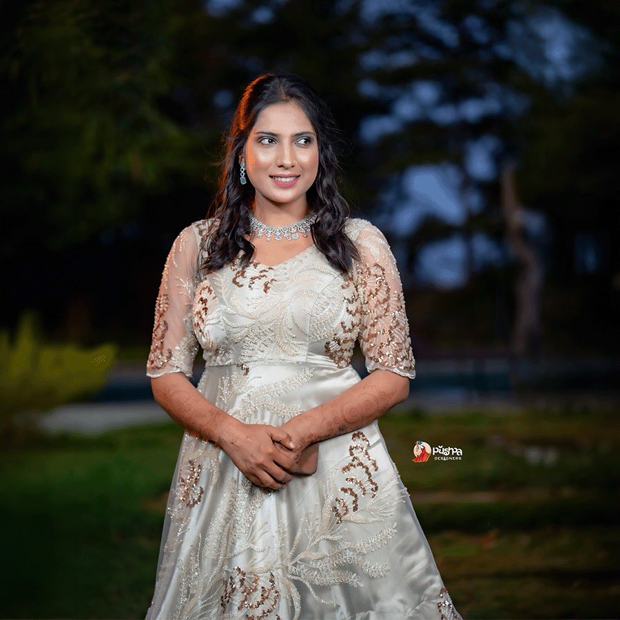 Cream Full Beats Party Ware Gown - Image 2