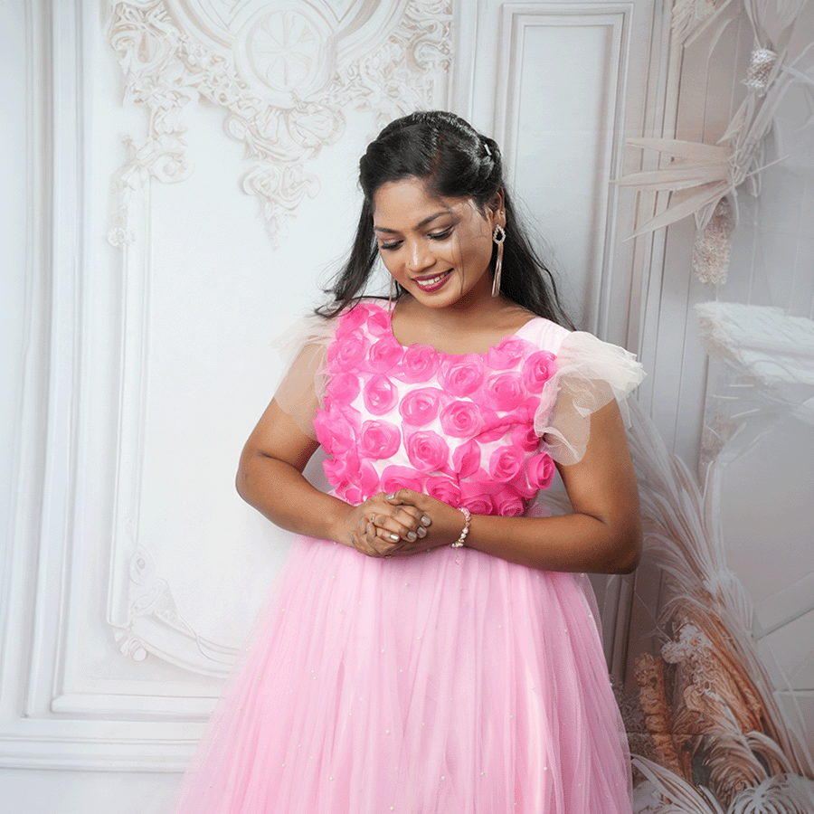 Light Pink Netted Ball Gown - Image 2