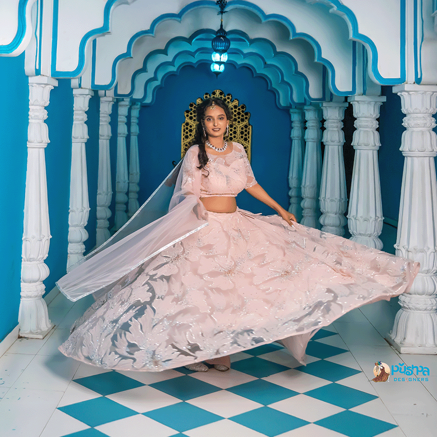 Peach Pink Heavy Lehenga - Image 2