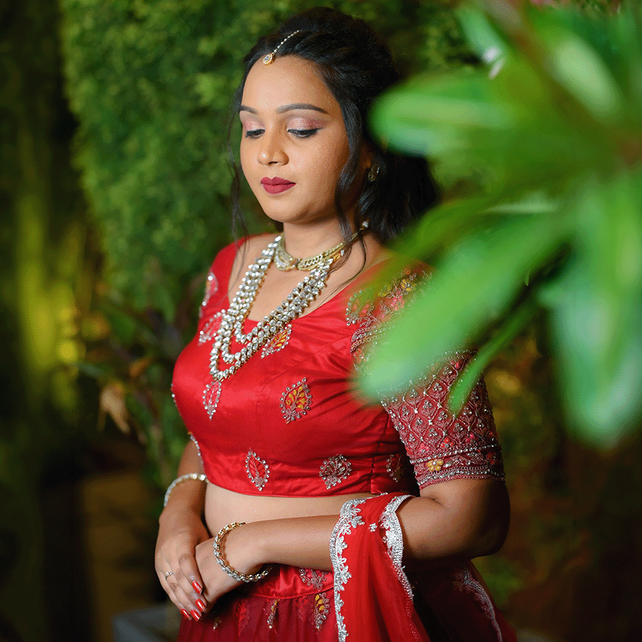 Red Designer Lehenga view 3
