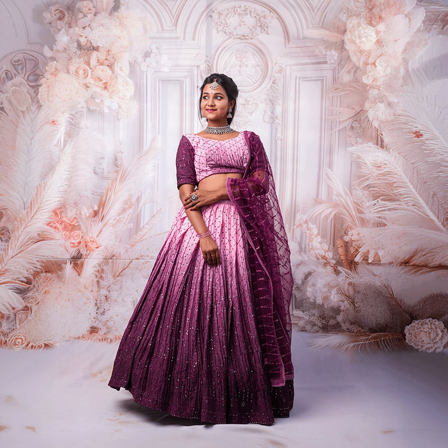 Elegant Ombre Plum Dual shade Lehenga - Image 2