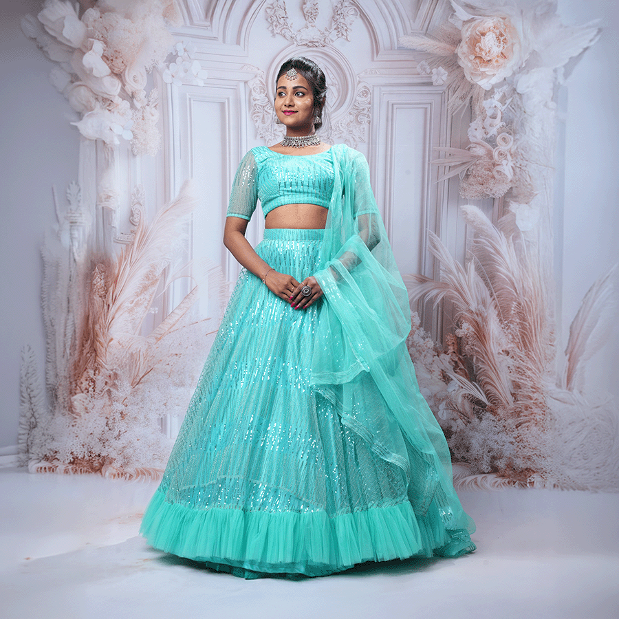 Sky Blue Simple Lehenga
