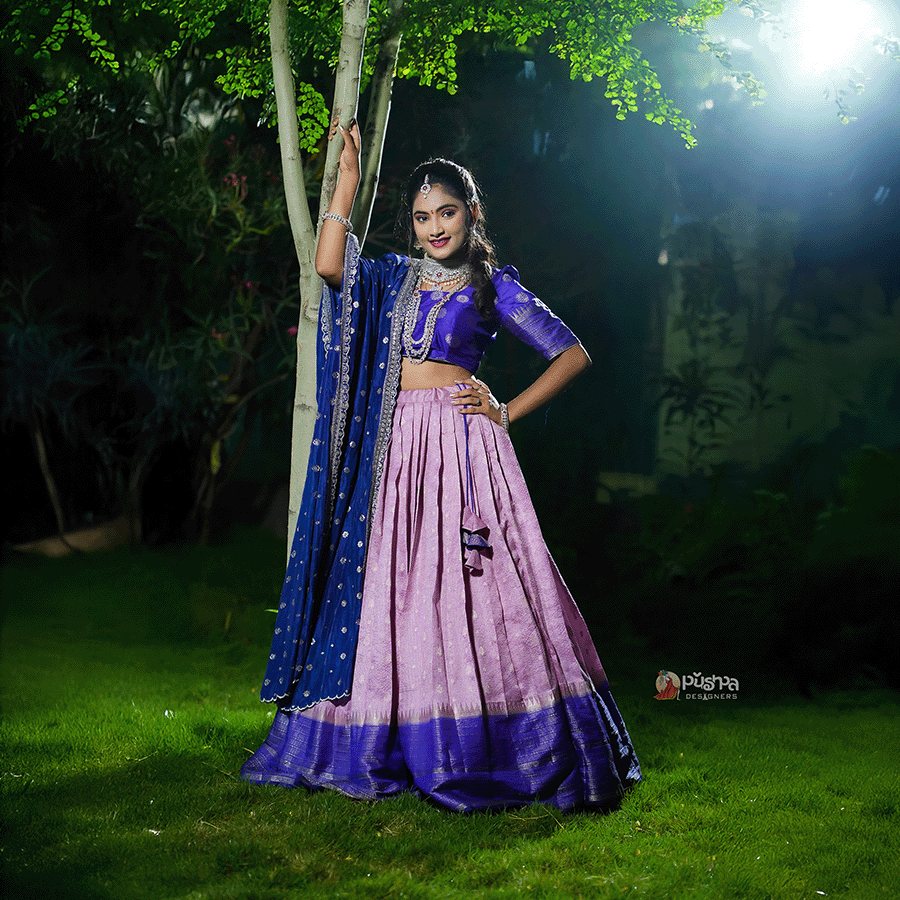 Blue and Pink Half Saree