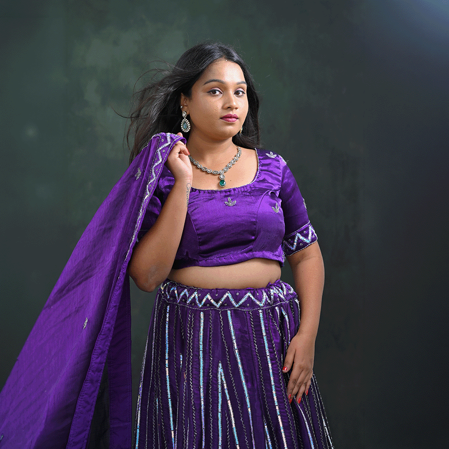 Violet Designer Lehenga on Rent in Hyderabad