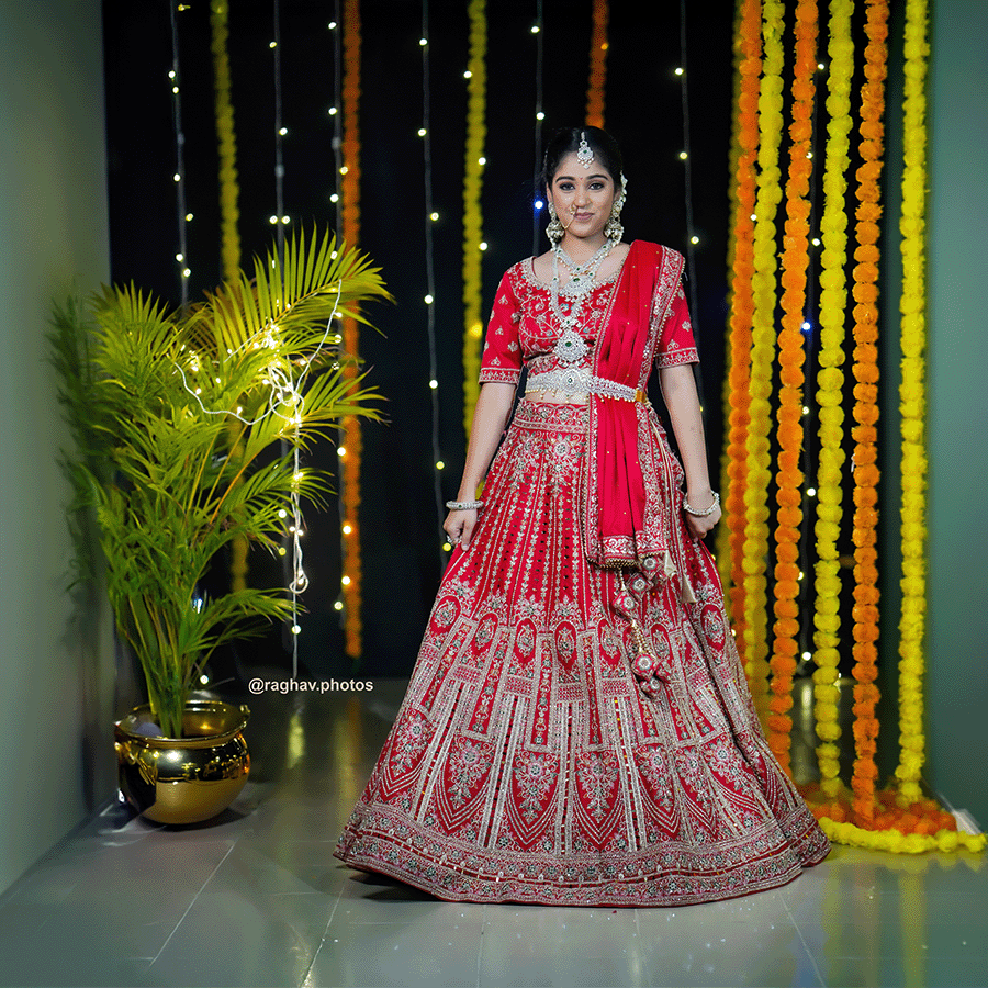 Red Party Ware Heavy Lehenga