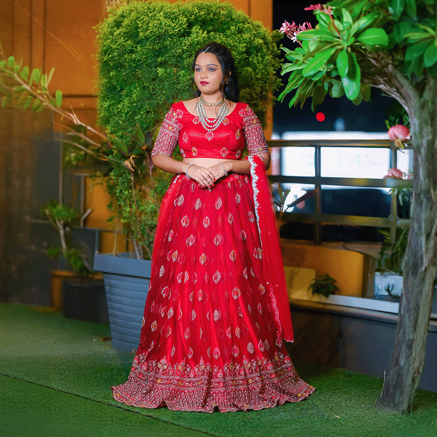 Red Designer Lehenga