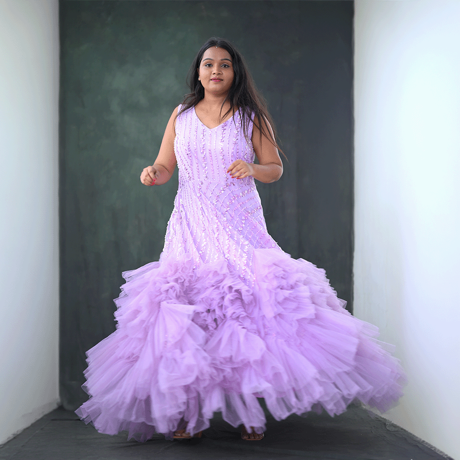 Lavender full Beats Party ware Gown - Image 3