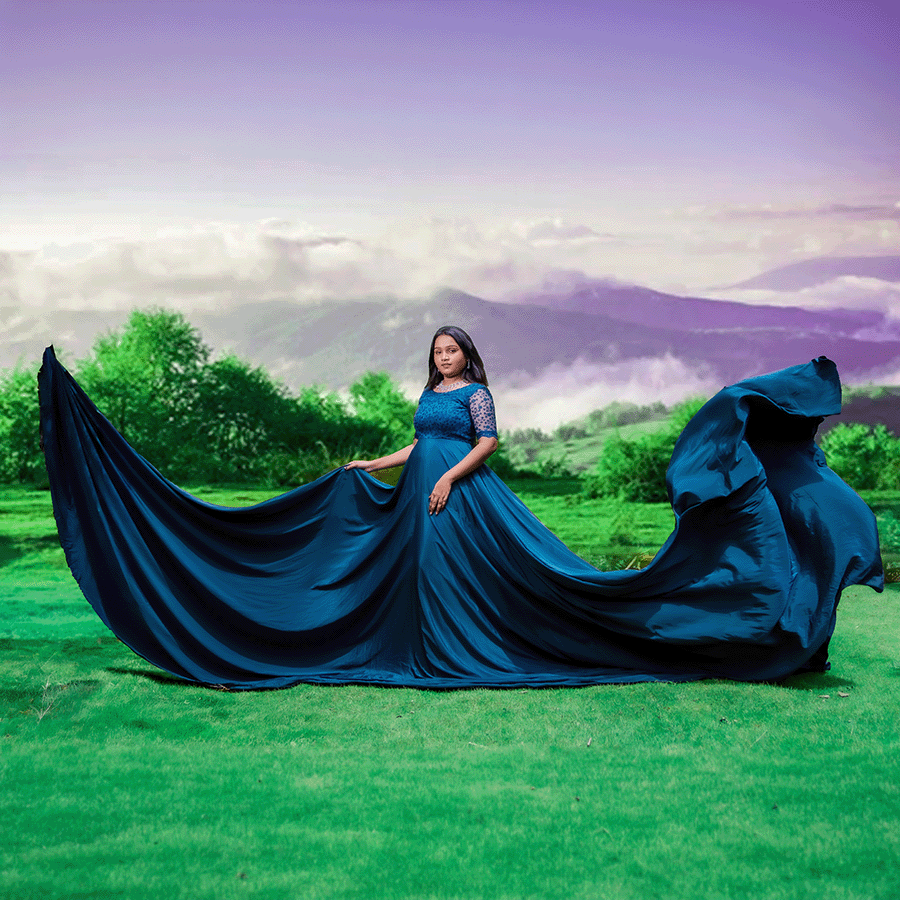 Bottle Green Two Tail Gown