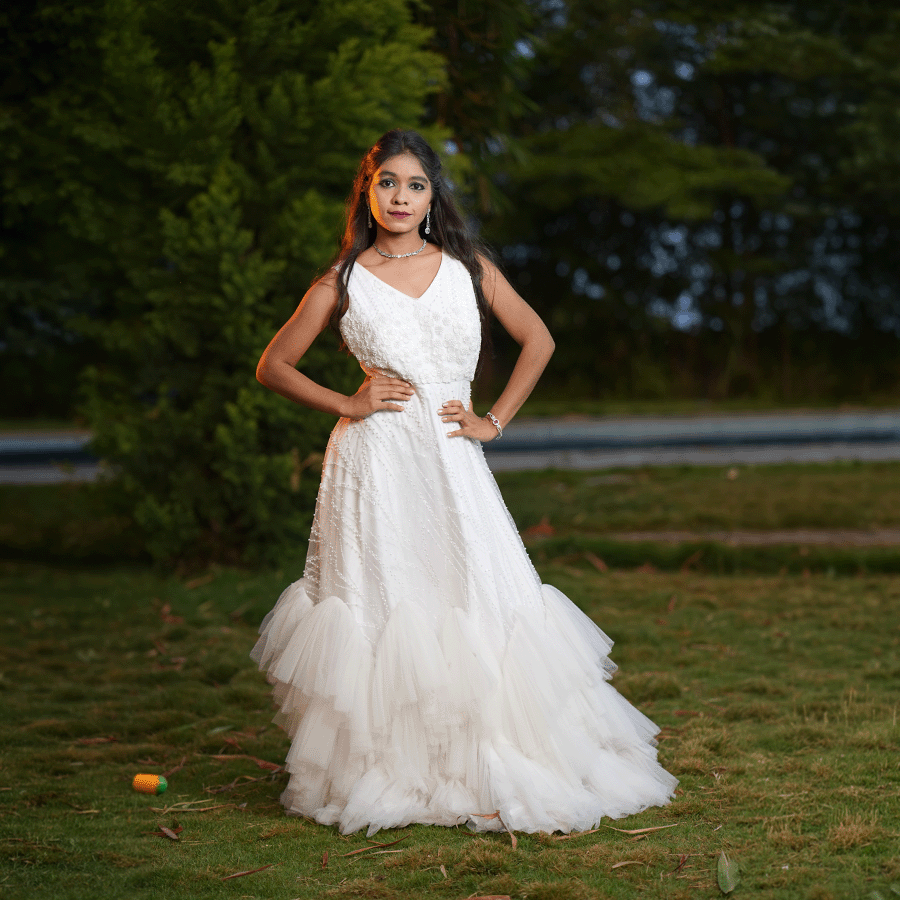 White Full Beats Ball Gown