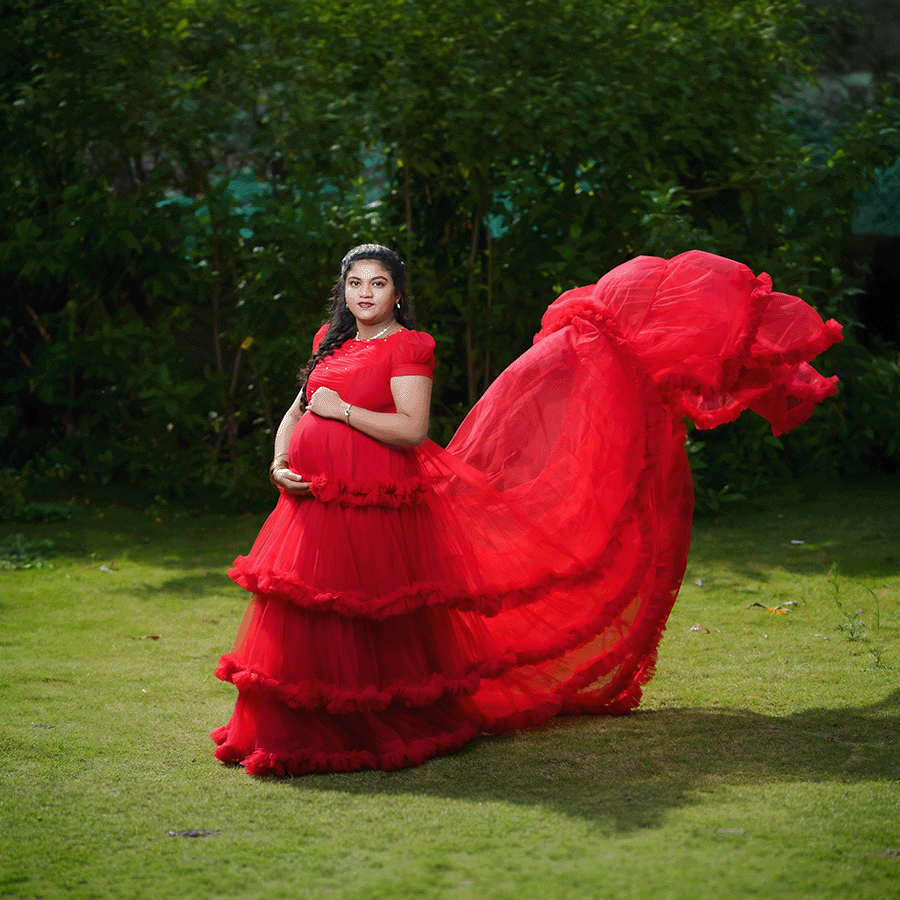 Red Frills Tail Gown - Image 2