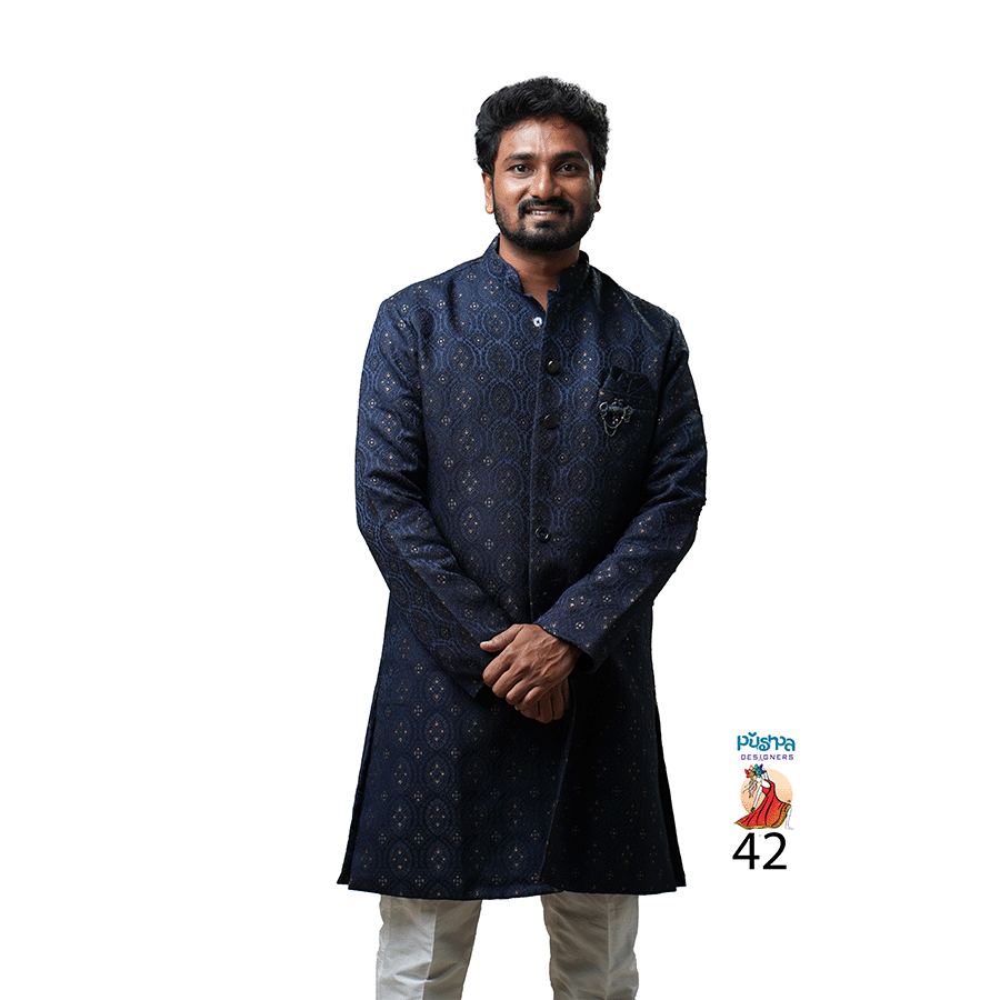 Navy Blue Designer Kurta - Image 2