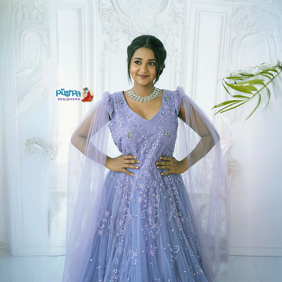 Sky Blue Designer Ball Gown - Image 2