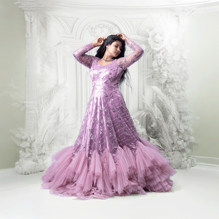 Pink Full Beats Party Ware Gown