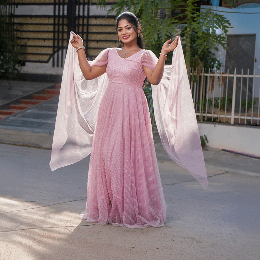 Pink Party Wear Gown - Image 2
