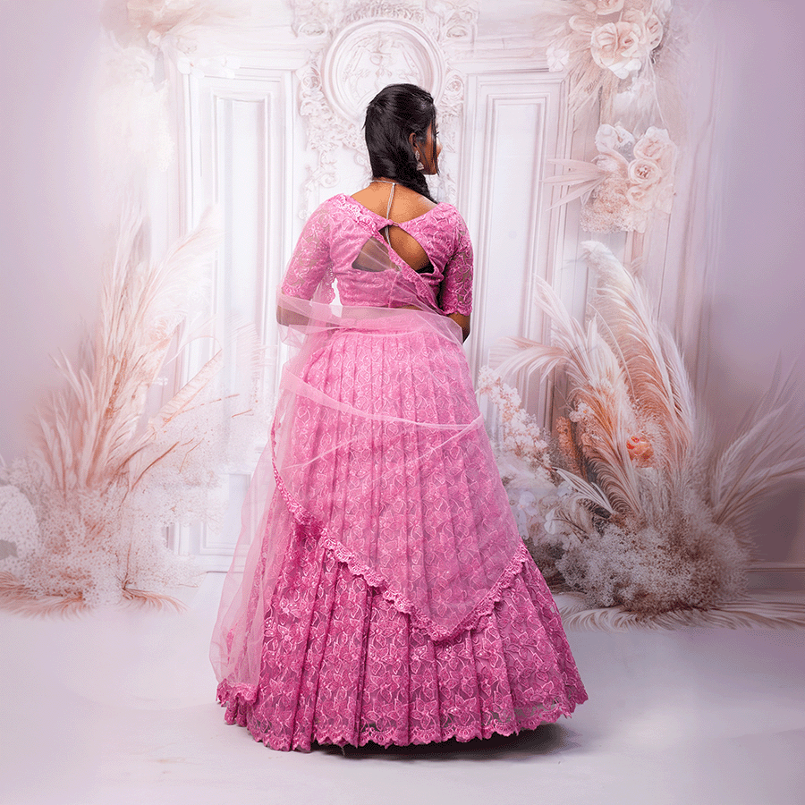 Pink Floral Lehenga - Image 2