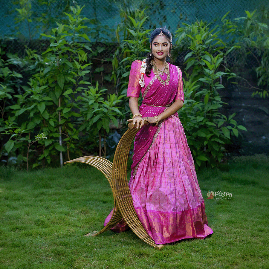 Pink Half Saree - Image 2