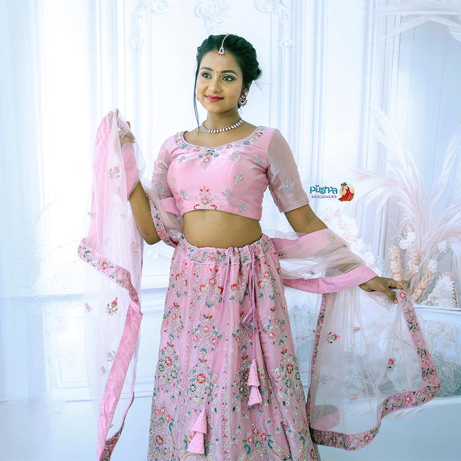Baby Pink Designer Lehenga - Image 3