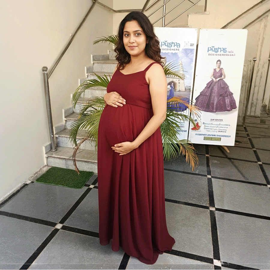Maroon Plan Georgette Long Frock