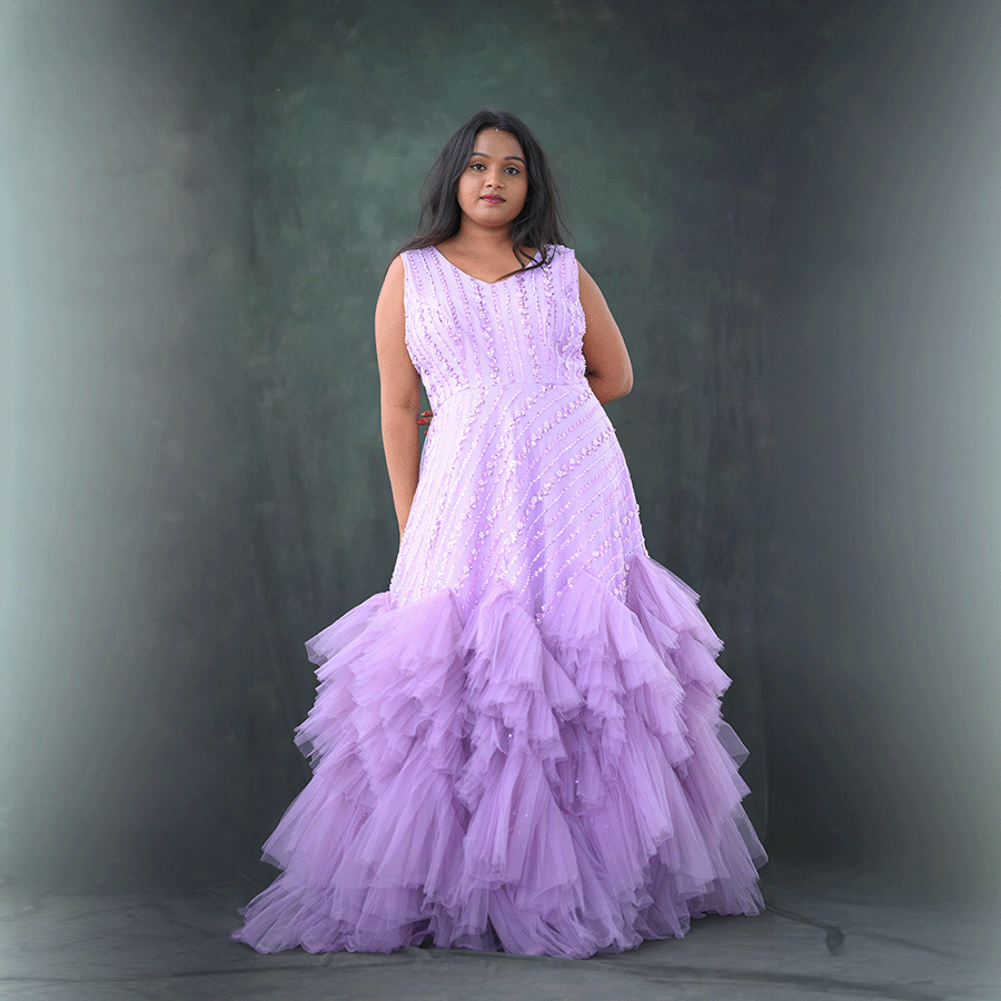 Lavender full Beats Party ware Gown - Image 2