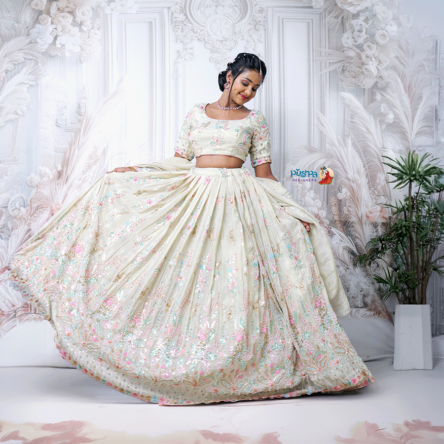 Half white Beats Lehenga - Image 2