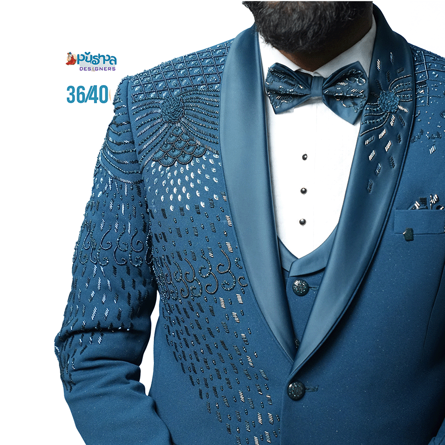 Peacock Blue Designer Suit - Image 2