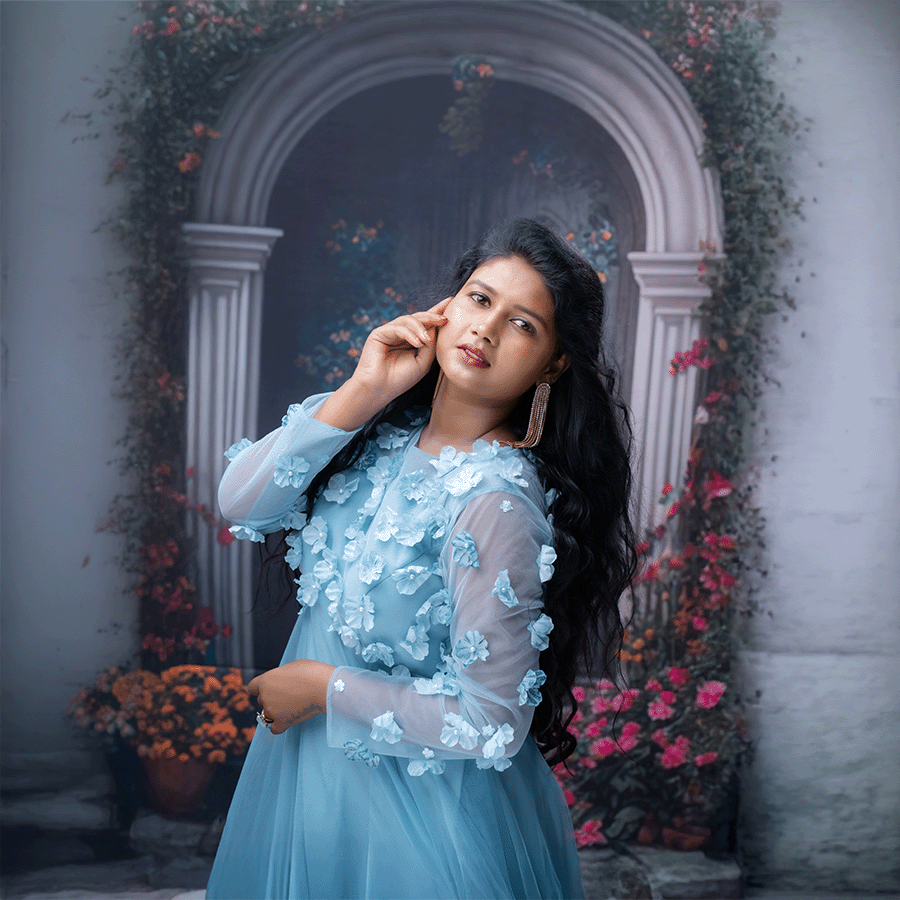 Sky Blue Simple Ball Gown