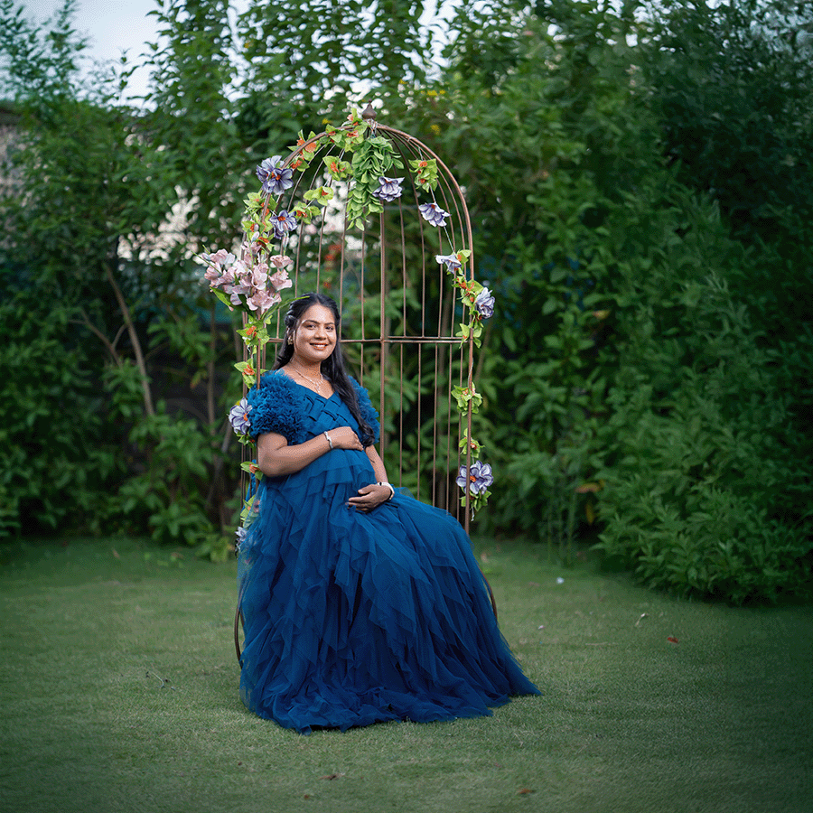 Peacock Blue Ball Gown - Image 3