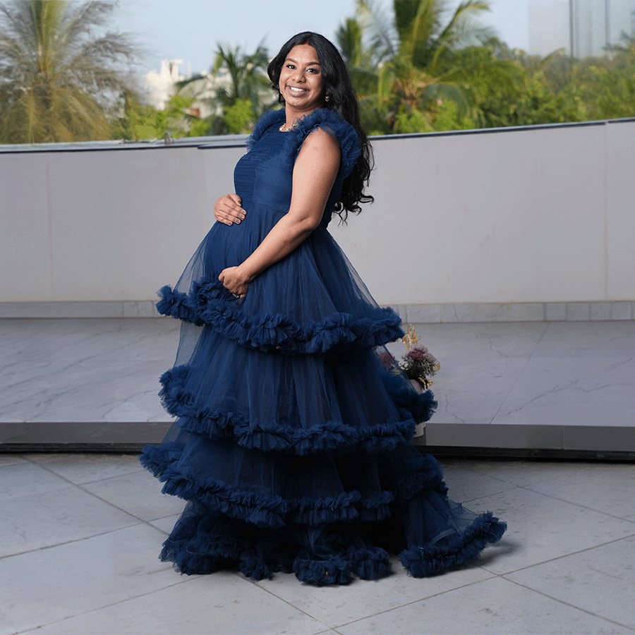 Peacock Blue Maternity Gown