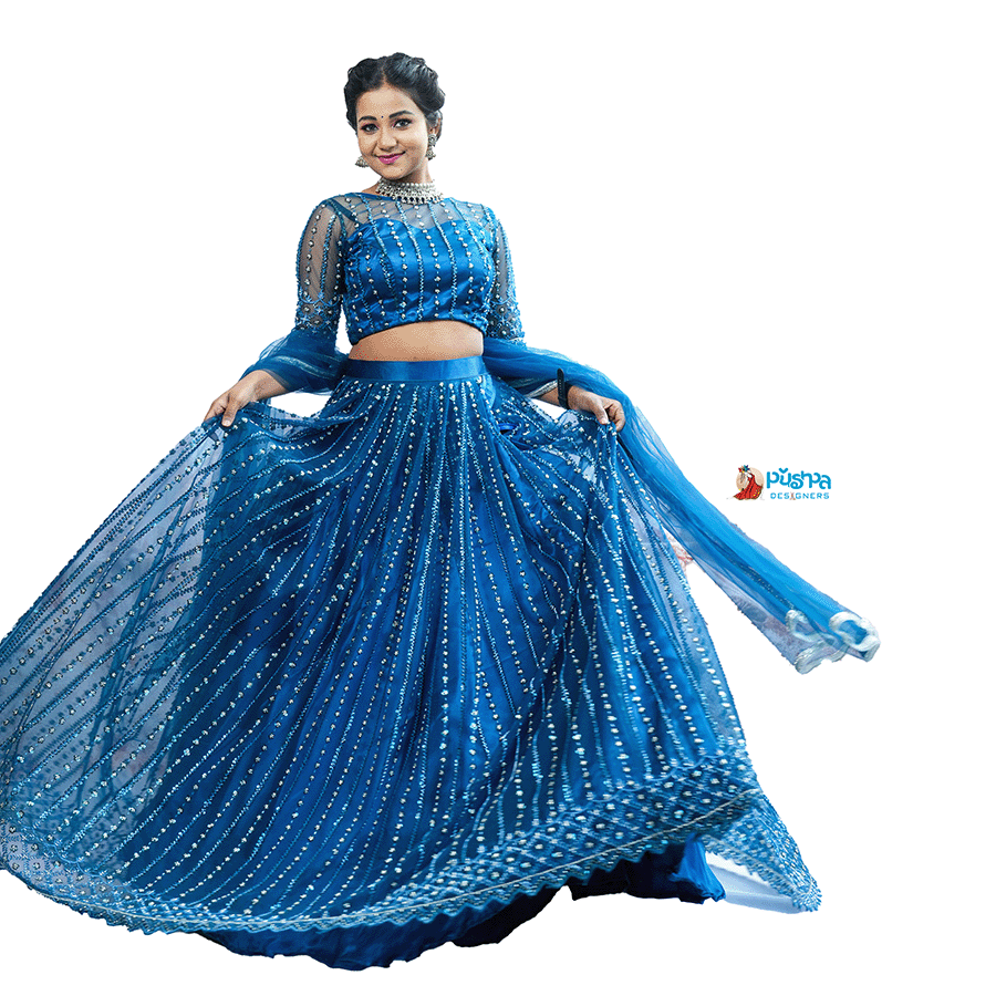 Tale Blue Designer Lehenga - Image 2