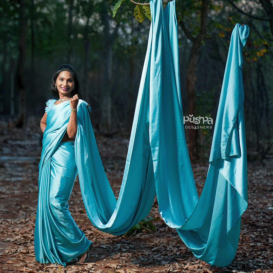 Sky Blue Long Saree