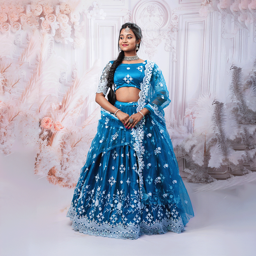 Teal Blue Lehenga