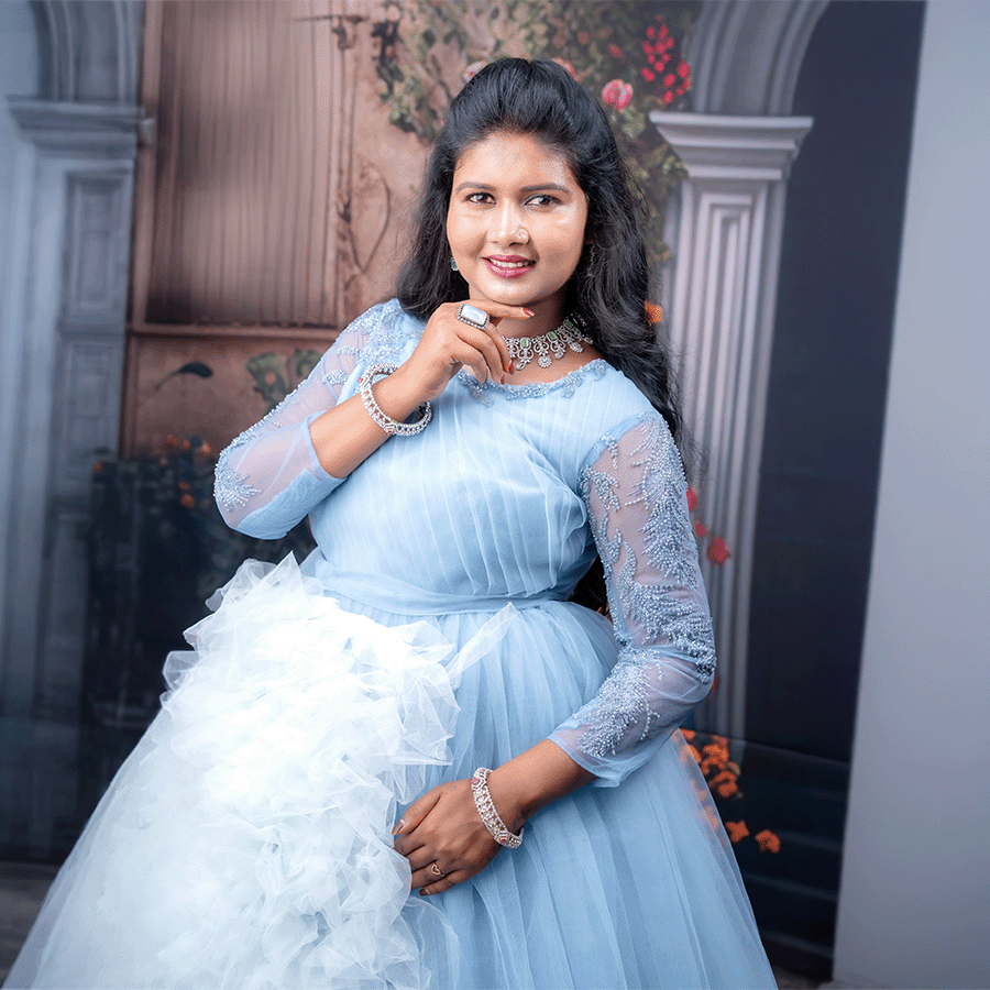 Sky Blue Netted Ball Gown