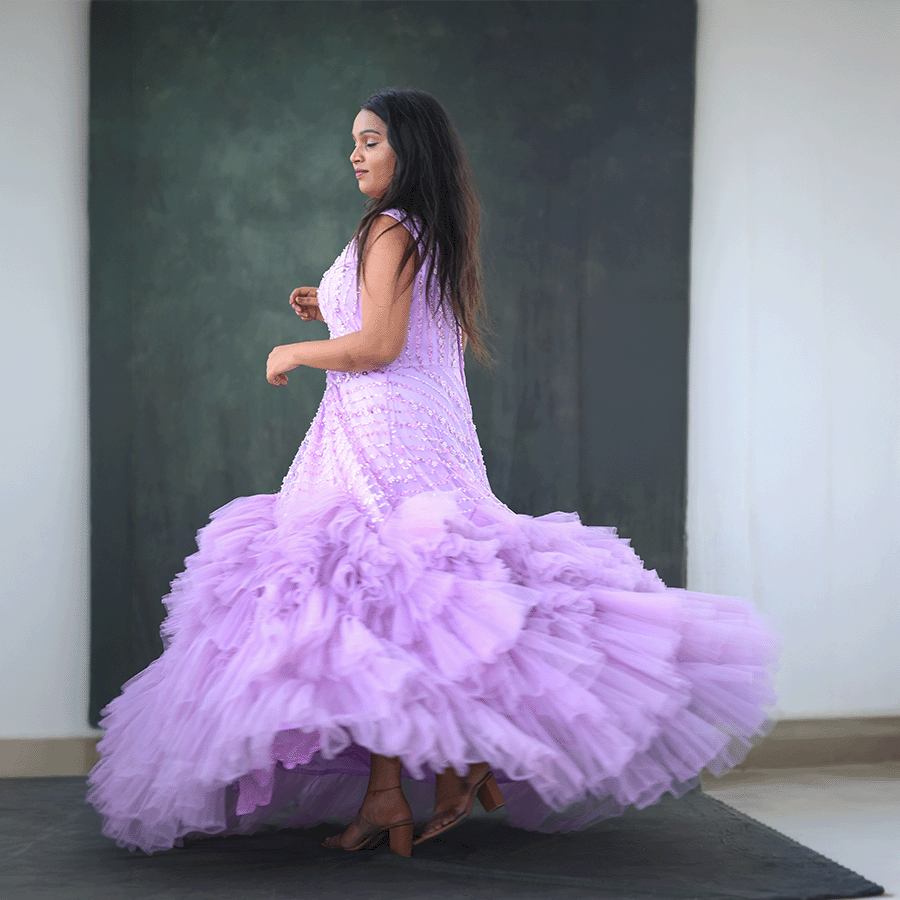 Lavender full Beats Party ware Gown - Image 4