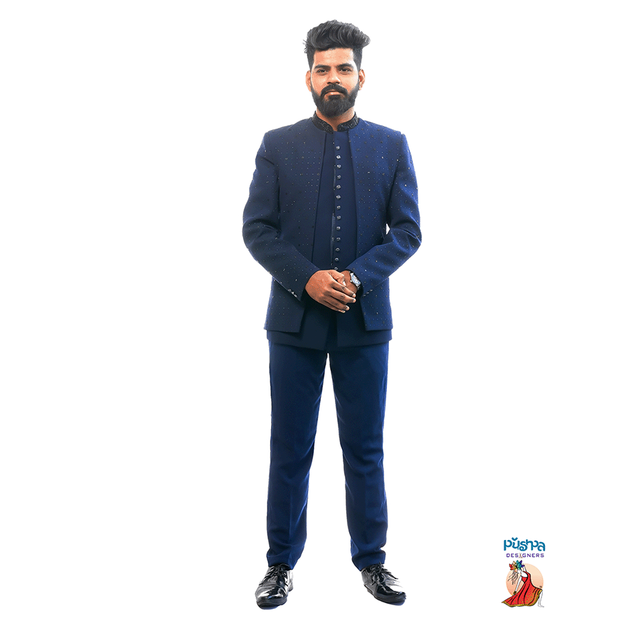 Navy Blue Designer Jodhpuri Suit