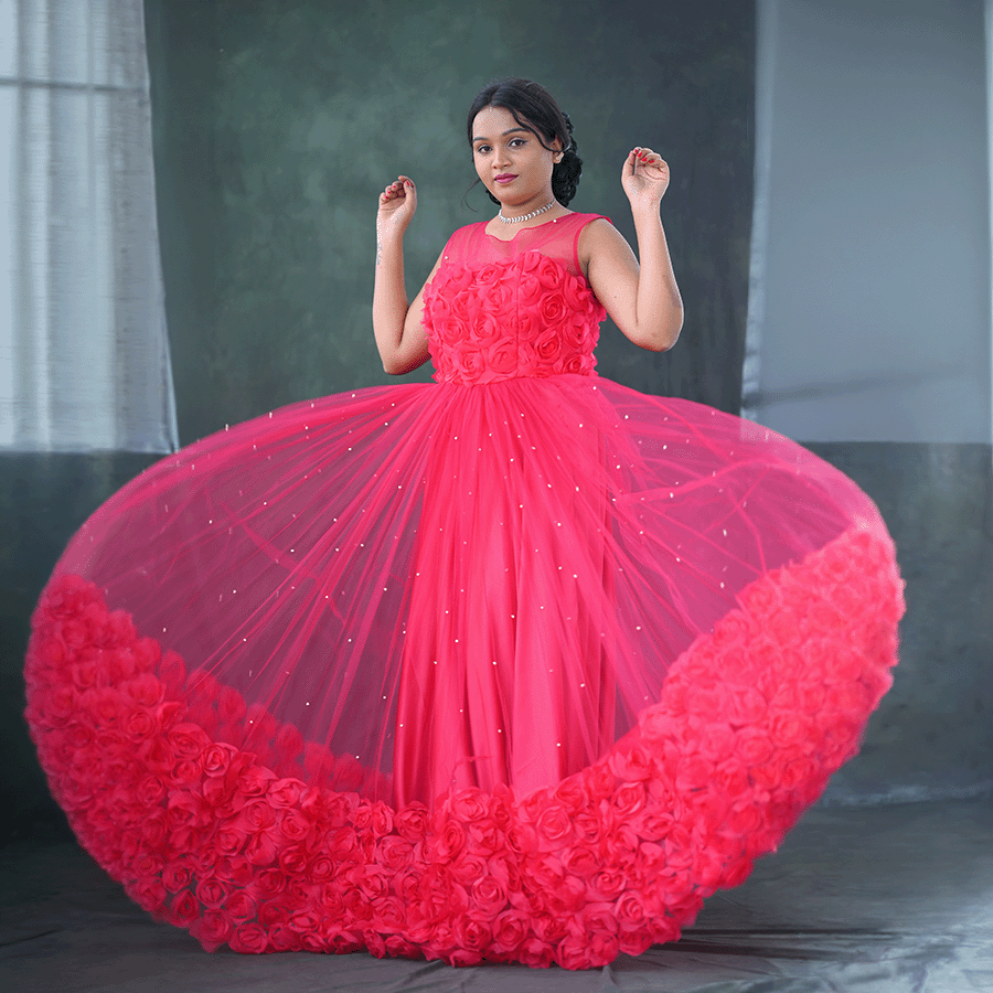 Pink Netted Ball Gown view 2