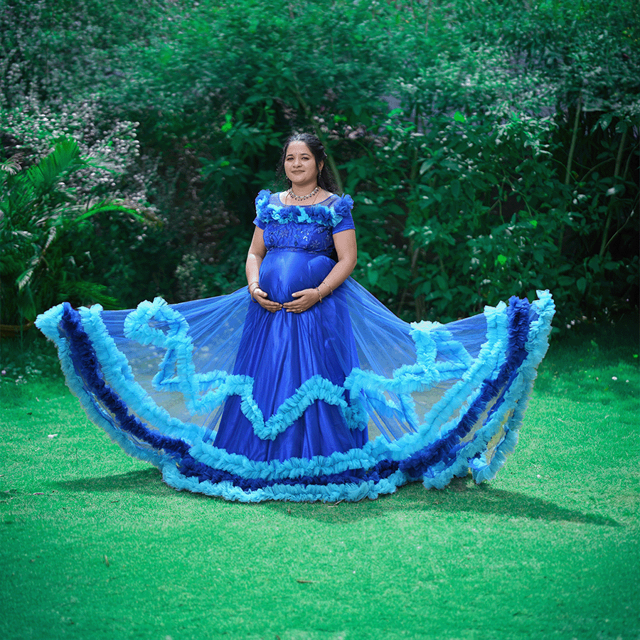 Royal Blue Frills Gown