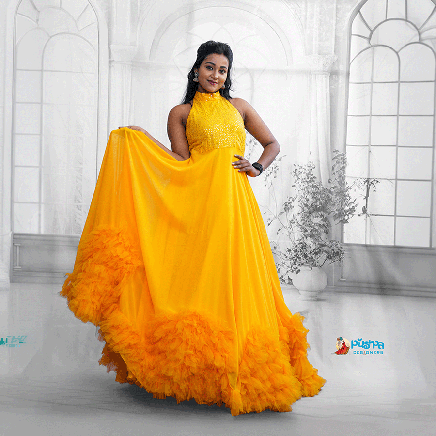 Yellow Frills Gown