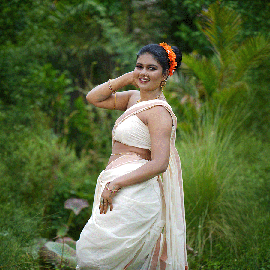 White Vintage Look Saree
