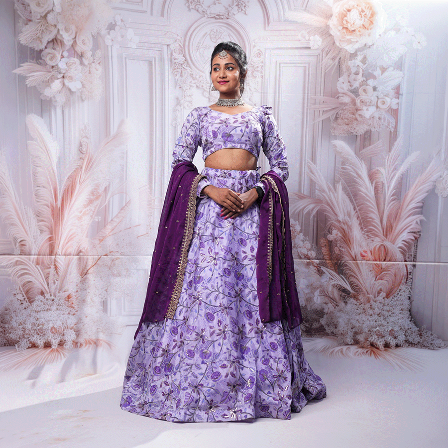 Purple and violet Combination Lehenga - Image 2