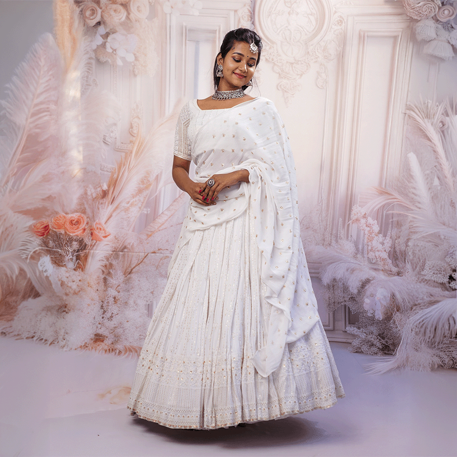 White Gadget Lehenga - Image 2