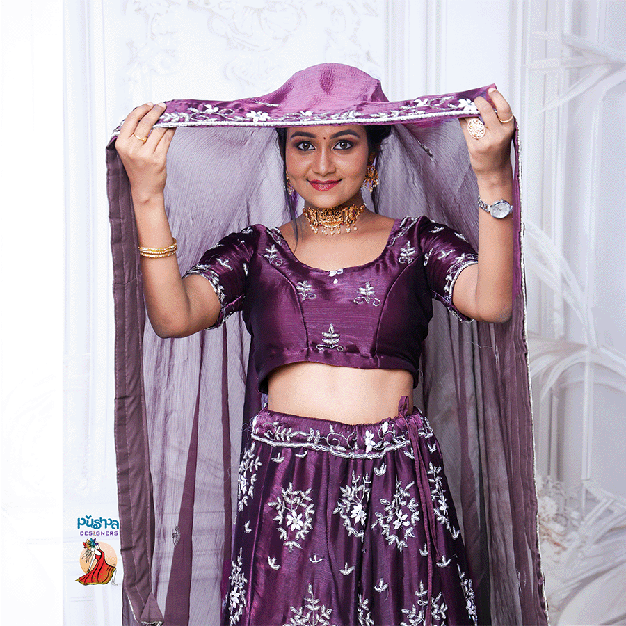 Dark Wine Designer Lehenga - Image 2