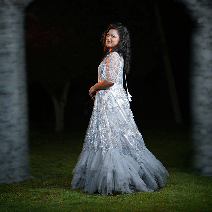 Gray Designer Ball Gown